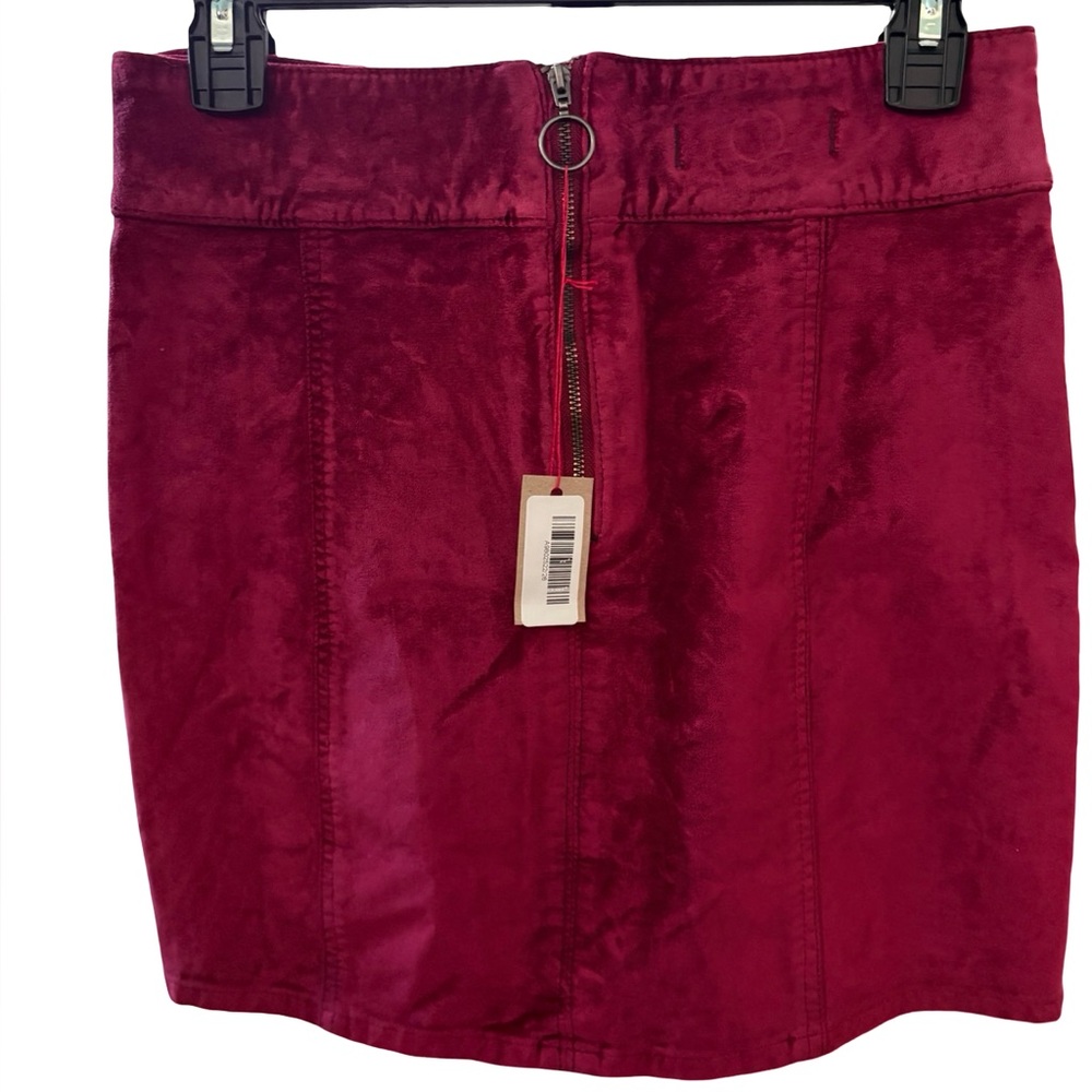 NWT Free People Velvet Retro Mini Skirt with Back Zipper - Picture 6 of 7
